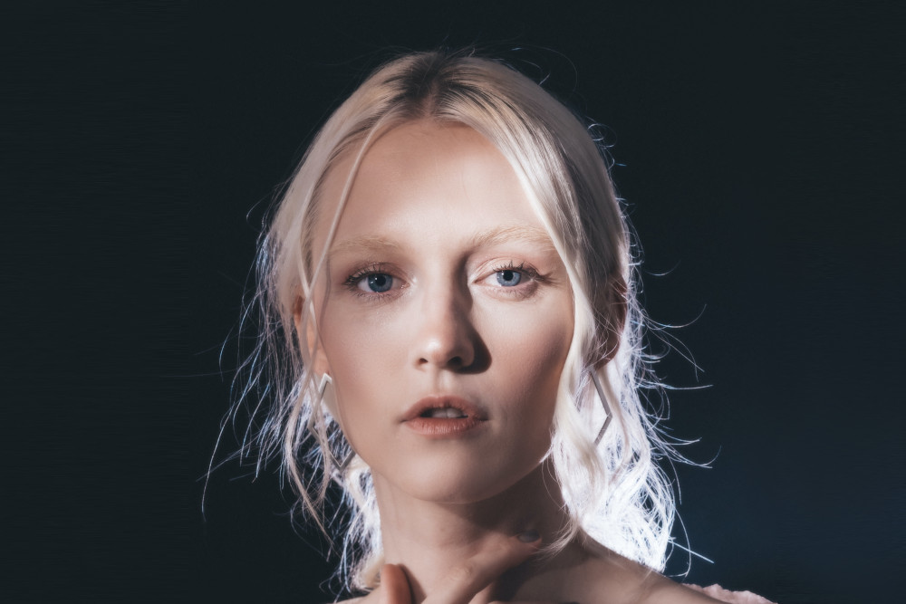 woman on black background