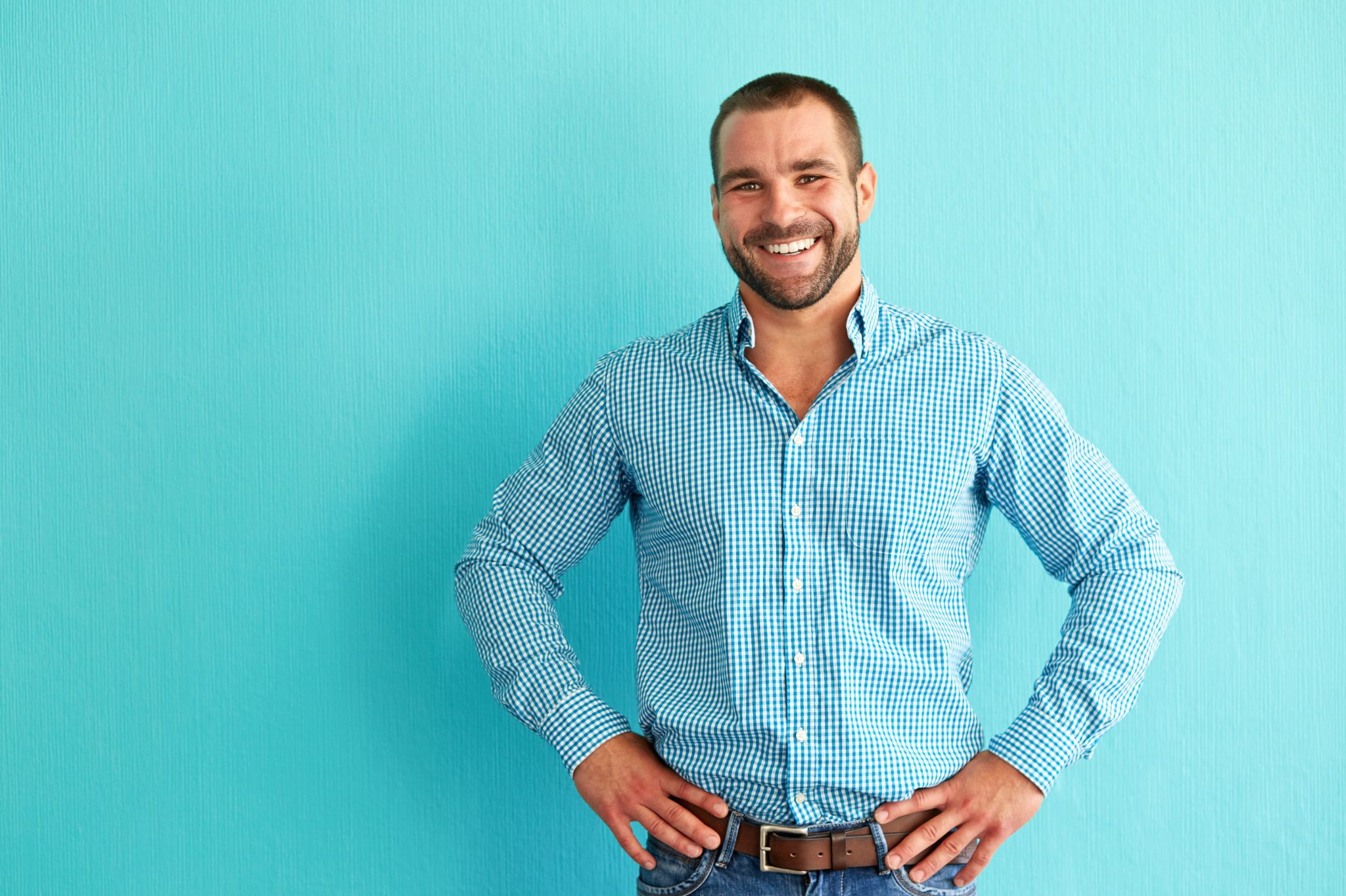 bearded man smiling