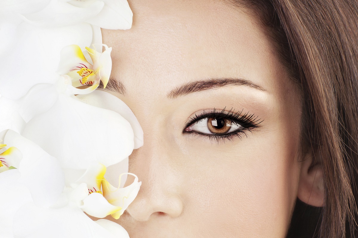 Close up photo of woman's eyes after her laser resurfacing treatment for under eyes.